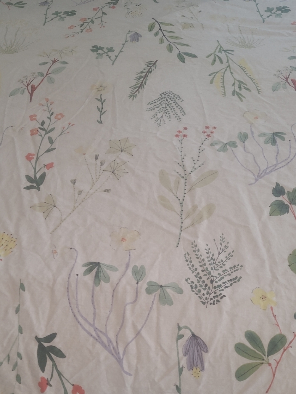 IKEA Botanical Cotton Duvet Cover in Cream, Green, Pink and Lavender